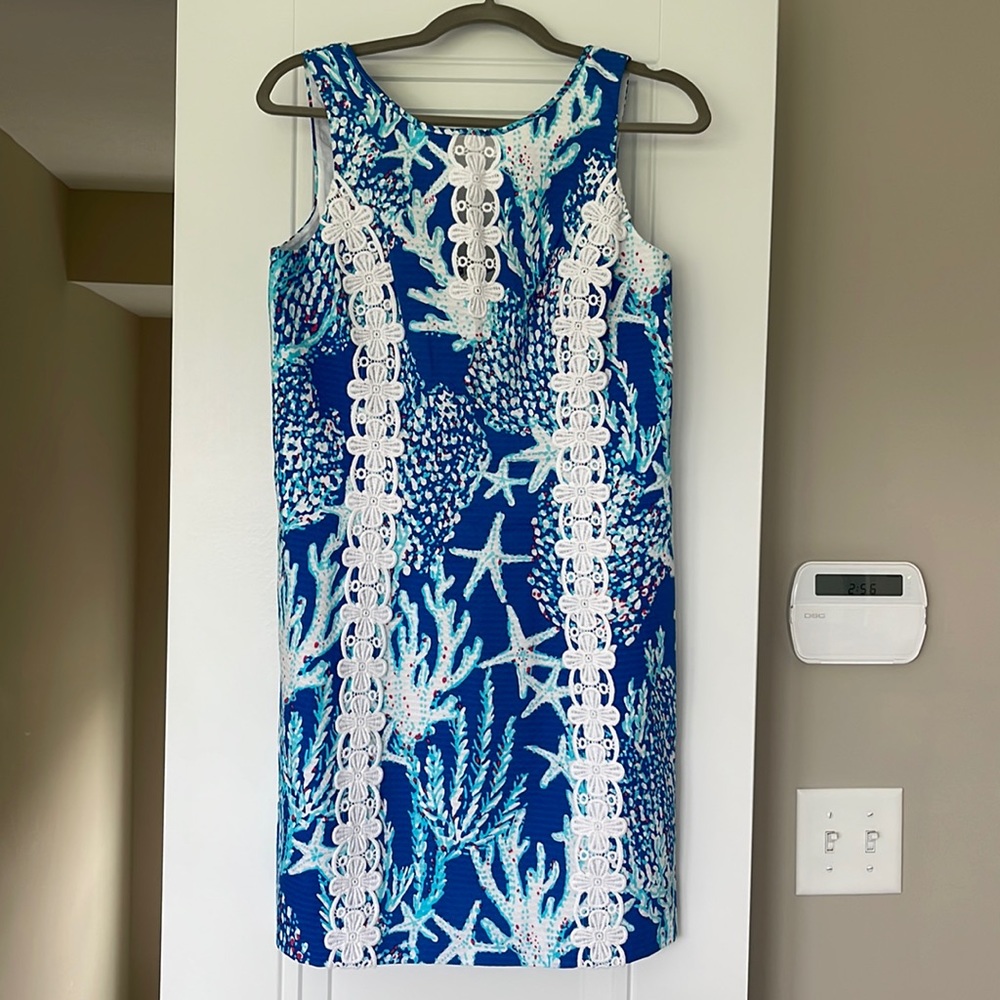Lilly Pulitzer, Ember Shift Dress, size 8, Brewster Blue Good Reef, NWT.